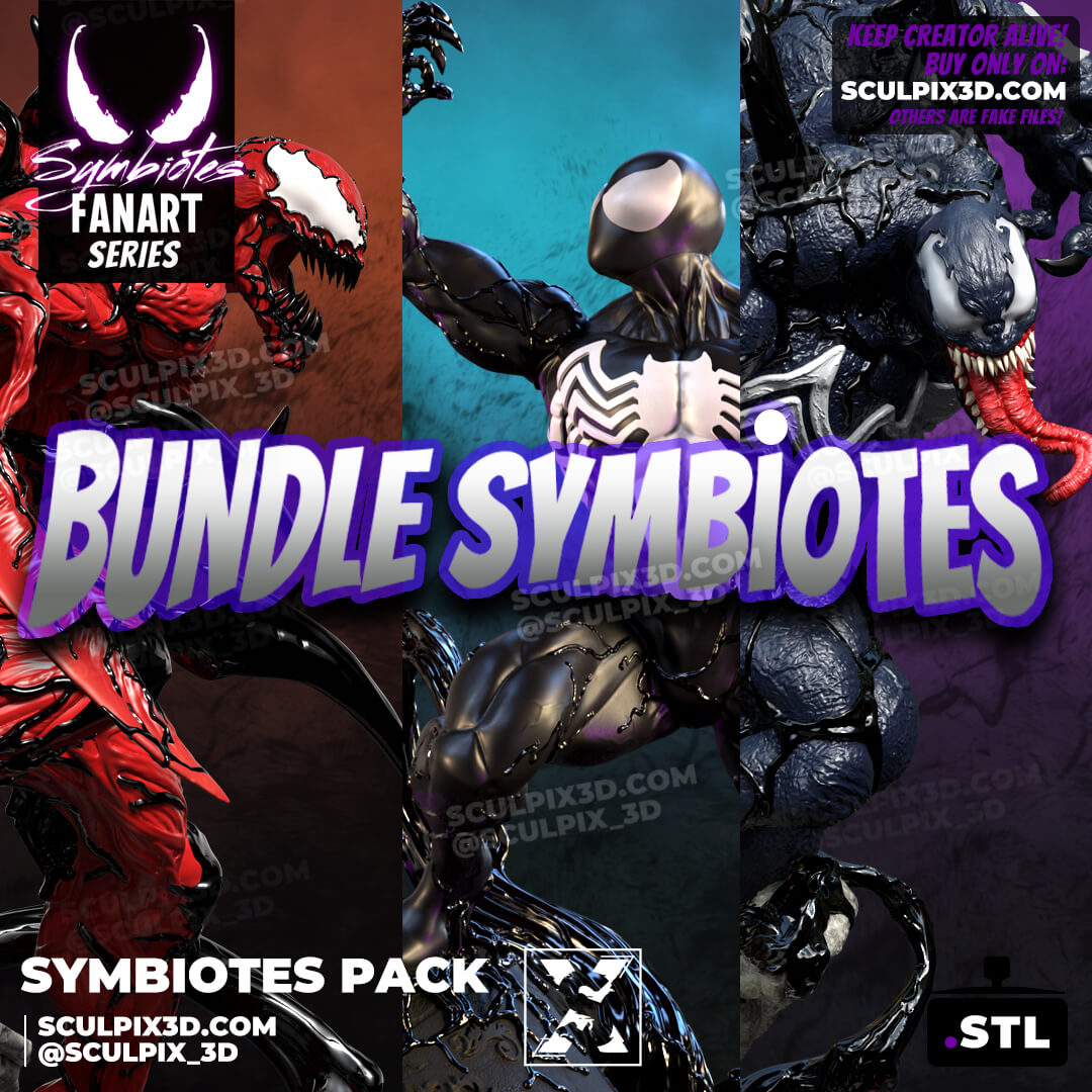 symbiotes-venom-carnage-stl-files-3d-printing-pack-sculpix3d